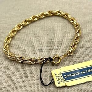Vintage Jennifer Moore Chunky Gold Tone Rope Bracelet With Original Tags 1980s